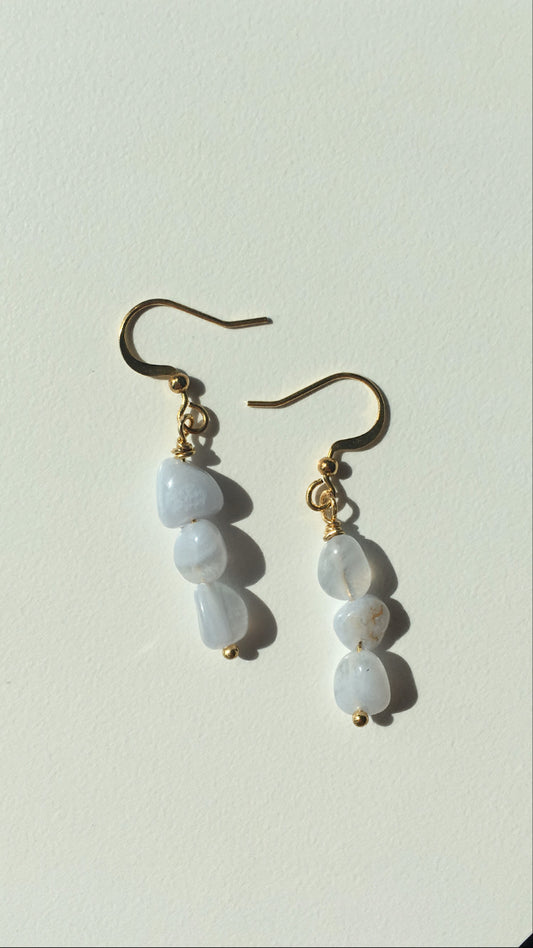 Trinity - blue lace agate earrings